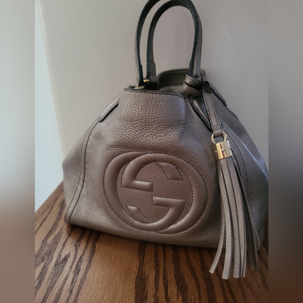 Gucci Soho Silver Leather Handbag